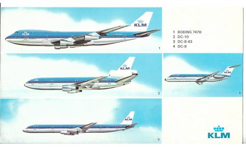 KLM Cart�o Postal 23 x 13 cms